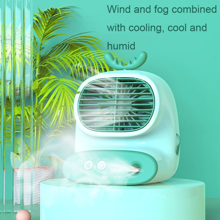 CS1319 Desktop Small Hydrating Spray Cartoon Fan Rechargeable Silent Humidifying Fan(Deer Green) - Electric Fans by PMC Jewellery | Online Shopping South Africa | PMC Jewellery | Buy Now Pay Later Mobicred