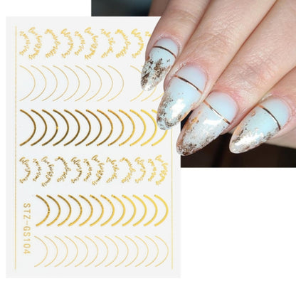 Gold Silver Manicure Stickers Imitation Metal Line Adhesive Nail Stickers(Stz-GS104 Gold) - Nail Stickers by PMC Jewellery | Online Shopping South Africa | PMC Jewellery | Buy Now Pay Later Mobicred