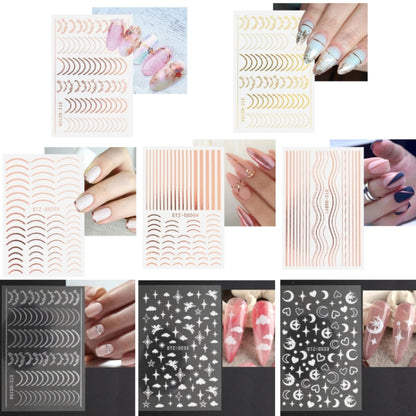 Gold Silver Manicure Stickers Imitation Metal Line Adhesive Nail Stickers(Stz-GS005 Rose Gold) - Nail Stickers by PMC Jewellery | Online Shopping South Africa | PMC Jewellery | Buy Now Pay Later Mobicred