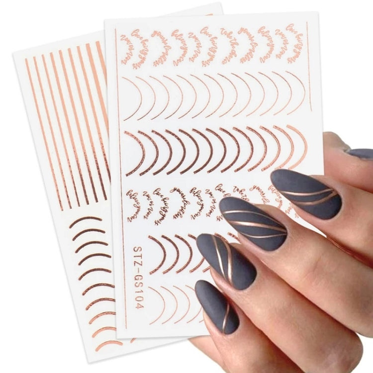 Gold Silver Manicure Stickers Imitation Metal Line Adhesive Nail Stickers(Stz-GS104 Rose Gold) - Nail Stickers by PMC Jewellery | Online Shopping South Africa | PMC Jewellery | Buy Now Pay Later Mobicred