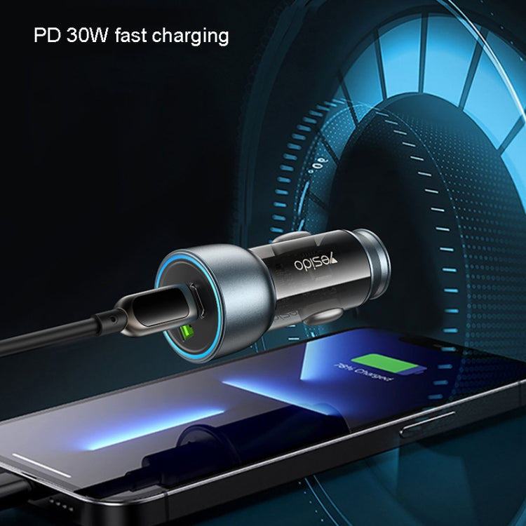 Yesido Y49 Car USB3.0 Fast Charger 30W Translucent PD Fast Charging(Black) - free shipping - PMC TechLife - Order now!