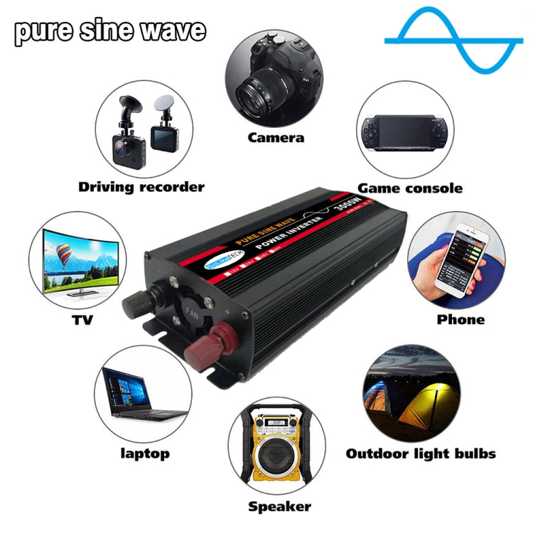 3000W (Actual 500W) 12V to 220V High Power Car Sine Wave Inverter Power Converter - Pure Sine Wave by PMC Jewellery | Online Shopping South Africa | PMC Jewellery