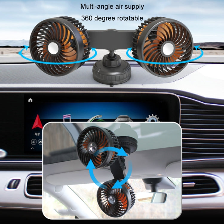 F6026 Large Suction Cup Vehicle-Mounted Double-Head Fan, Model: USB - Heating & Fans by PMC TechLife | Online Shopping South Africa | PMC TechLife
