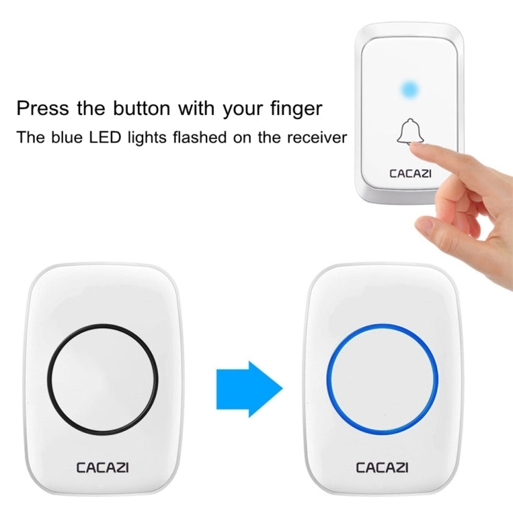 CACAZI A06-DC 1 to 2 Battery Smart Home Wireless Waterproof Doorbell(White) - Wireless Doorbell by CACAZI | Online Shopping South Africa | PMC Jewellery