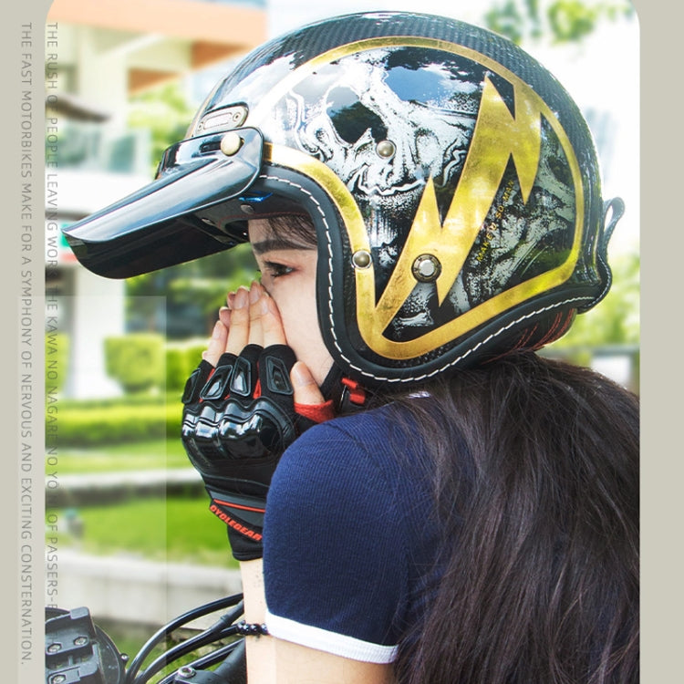 SOMAN Motorcycle Four Seasons Carbon Fiber Half Helmet, Color: Bright Carbon Fiber(S) - Helmets by SOMAN | Online Shopping South Africa | PMC Jewellery | Buy Now Pay Later Mobicred