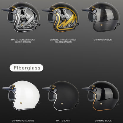 SOMAN Motorcycle Four Seasons Carbon Fiber Half Helmet, Color: Carbon Fiber Silver Lightning(L) - Helmets by SOMAN | Online Shopping South Africa | PMC Jewellery | Buy Now Pay Later Mobicred