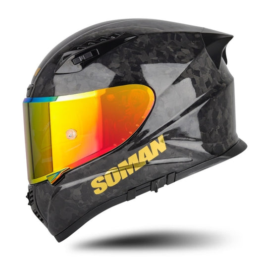 SOMAN Motorcycle Carbon Fiber Double Lens Thermal Safety Helmet, Size: L(Cheetah Print REVO) - Helmets by SOMAN | Online Shopping South Africa | PMC Jewellery | Buy Now Pay Later Mobicred