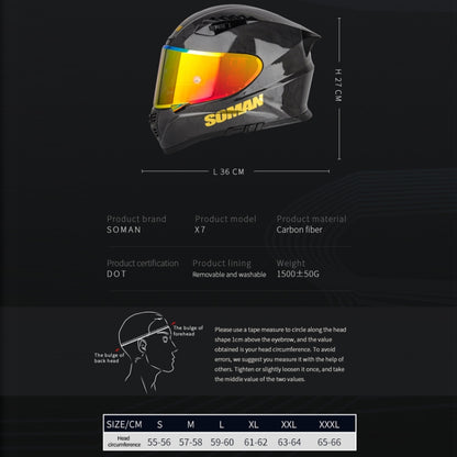 SOMAN Motorcycle Carbon Fiber Double Lens Thermal Safety Helmet, Size: L(Snake Carbon Fiber REVO) - Helmets by SOMAN | Online Shopping South Africa | PMC Jewellery | Buy Now Pay Later Mobicred
