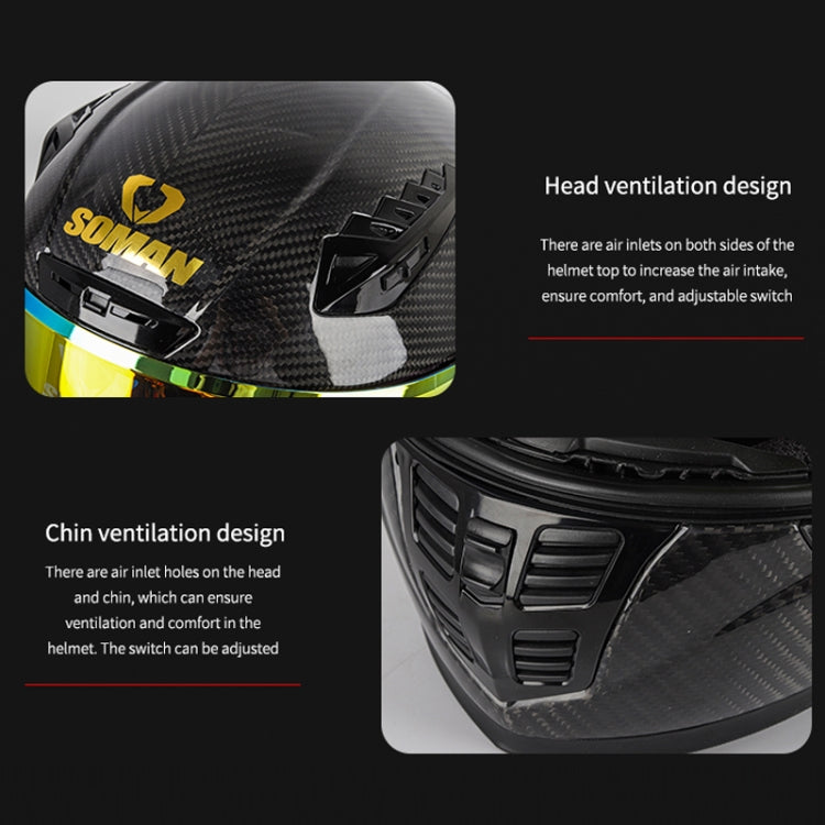 SOMAN Motorcycle Carbon Fiber Double Lens Thermal Safety Helmet, Size: S(Cheetah Print REVO) - Helmets by SOMAN | Online Shopping South Africa | PMC Jewellery | Buy Now Pay Later Mobicred