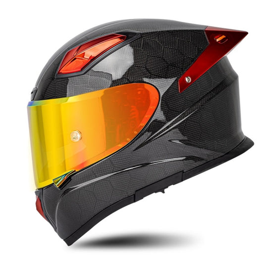 SOMAN Four Seasons Full Cover Motorcycle Helmet, Size: S(Snake Carbon Fiber Red) - Helmets by SOMAN | Online Shopping South Africa | PMC Jewellery | Buy Now Pay Later Mobicred