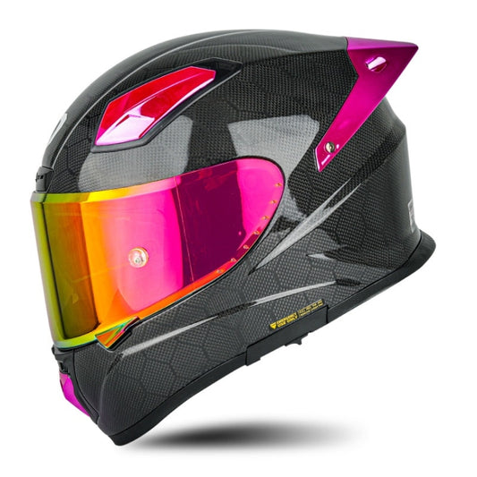 SOMAN Four Seasons Full Cover Motorcycle Helmet, Size: XXL(Snake Carbon Fiber Red Purple) - Helmets by SOMAN | Online Shopping South Africa | PMC Jewellery | Buy Now Pay Later Mobicred