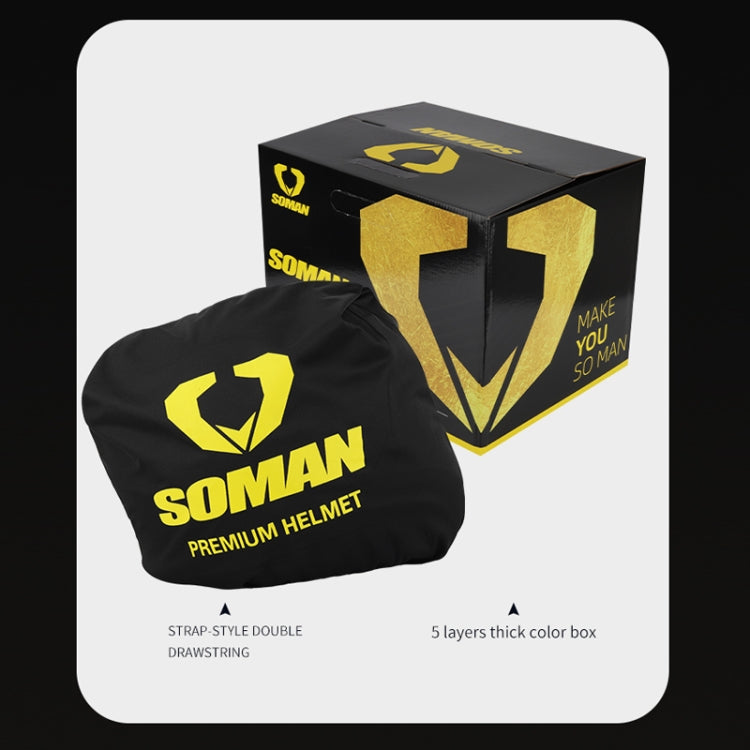 SOMAN Motorcycle Electric Bicycle Dual Lens Riding Helmet, Size: M(Bright Back) - Helmets by SOMAN | Online Shopping South Africa | PMC Jewellery | Buy Now Pay Later Mobicred