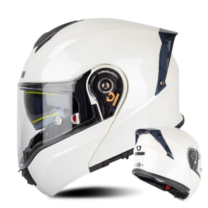 SOMAN Racing Motorcycle Double Lens Riding Safety Helmet, Size: M(Pearl White) - Helmets by SOMAN | Online Shopping South Africa | PMC Jewellery | Buy Now Pay Later Mobicred