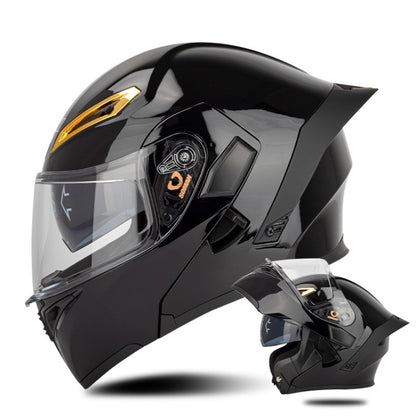 SOMAN Motorcycle Dual Lens Riding Peel-Off Full Coverage Helmet, Size: S(Bright Black) - Helmets by SOMAN | Online Shopping South Africa | PMC Jewellery | Buy Now Pay Later Mobicred