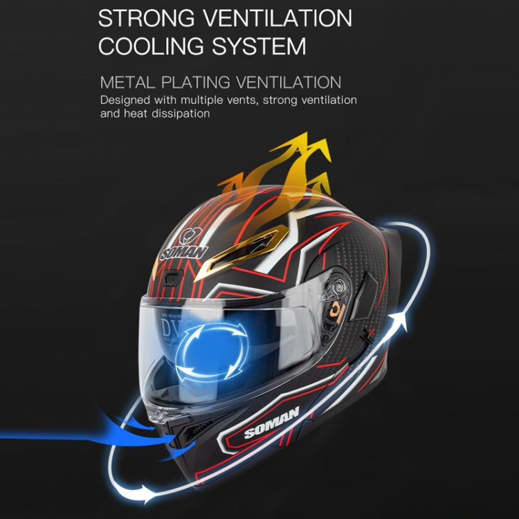 SOMAN Motorcycle Dual Lens Riding Peel-Off Full Coverage Helmet, Size: XXL(Sapphire Vision) - free shipping - PMC TechLife - Order now!