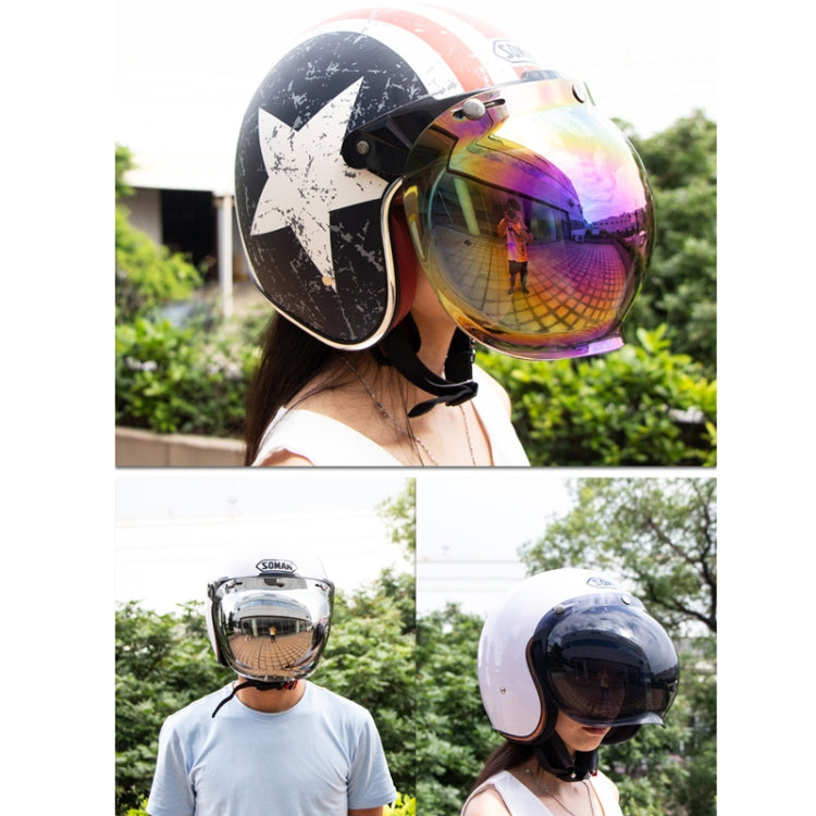 Motorcycle Helmet Three-Button Windproof Lens With Bracket(Gold) - Helmets by PMC Jewellery | Online Shopping South Africa | PMC Jewellery | Buy Now Pay Later Mobicred