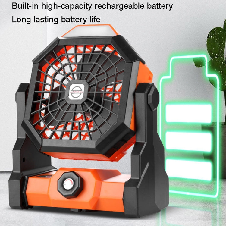 Outdoor Infinitely Variable Speed Portable Large Wind Charging Camping Lighting Fan(Black Orange) - Electric Fans by PMC Jewellery | Online Shopping South Africa | PMC Jewellery | Buy Now Pay Later Mobicred