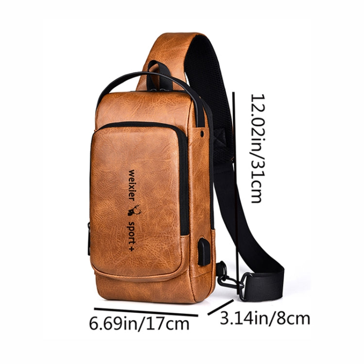 WEIXIER X318 Single Shoulder Crossbody Male Waterproof Anti-Theft Small Backpack(Light Brown) - Single-shoulder Bags by WEIXIER | Online Shopping South Africa | PMC Jewellery | Buy Now Pay Later Mobicred