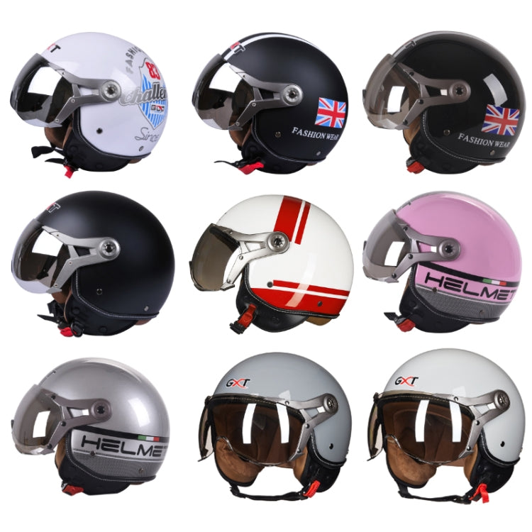 GXT Electric Vehicle Half Cover Helmet Four Seasons Retro Helmet, Size: M(Bright Black Flower) - Helmets by GXT | Online Shopping South Africa | PMC Jewellery | Buy Now Pay Later Mobicred