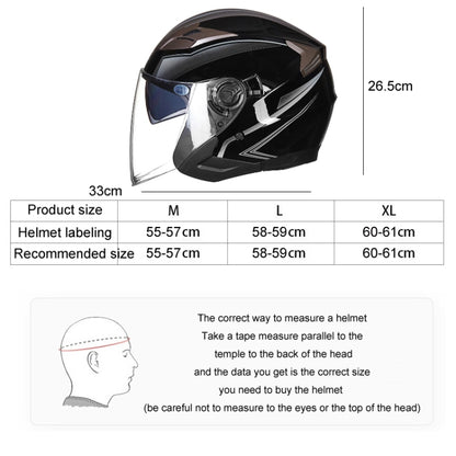 GXT 708 Electric Vehicle Dual Lens Helmet Four Seasons Safety Helmet, Size: M(Bright Black Red) - Helmets by GXT | Online Shopping South Africa | PMC Jewellery | Buy Now Pay Later Mobicred