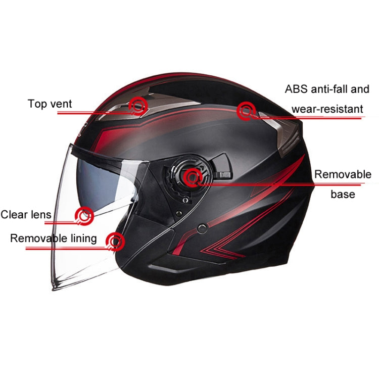 GXT 708 Electric Vehicle Dual Lens Helmet Four Seasons Safety Helmet, Size: M(Bright Black) - Helmets by GXT | Online Shopping South Africa | PMC Jewellery | Buy Now Pay Later Mobicred
