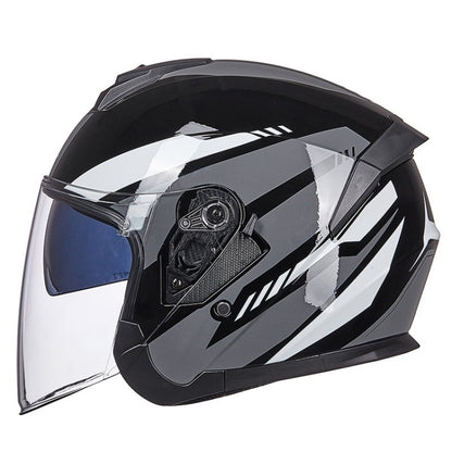 GXT Electric Vehicle Four Seasons Sun Protection & Windshield Double Lens Helmet, Size: L(Bright Black Gray) - Helmets by GXT | Online Shopping South Africa | PMC Jewellery | Buy Now Pay Later Mobicred