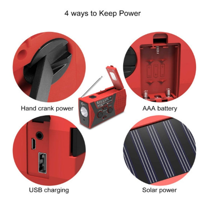 AM/FM/NoAA 2000mAh Emergency Radio Portable Hand Crank Solar Powered Radio(Green) - Radio Player by PMC TechLife | Online Shopping South Africa | PMC TechLife | Buy Now Pay Later Mobicred