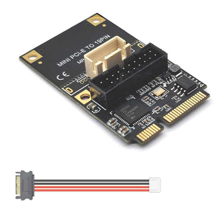 Mini PCI-E To USB3.2 GEN1 Front 19Pin 2 Ports Transfer Card Supports Half High S 4PIN Electric Point - Add-on Cards by PMC Jewellery | Online Shopping South Africa | PMC Jewellery | Buy Now Pay Later Mobicred