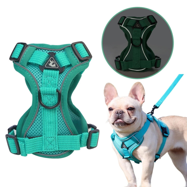 Pet Vest Harness + Traction Rope Set Reflective Breathable Dog Cat Harness, Size: L(Gray) - Leashes by PMC Jewellery | Online Shopping South Africa | PMC Jewellery
