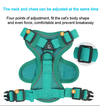 Pet Vest Harness + Traction Rope Set Reflective Breathable Dog Cat Harness, Size: L(Blue) - Leashes by PMC Jewellery | Online Shopping South Africa | PMC Jewellery