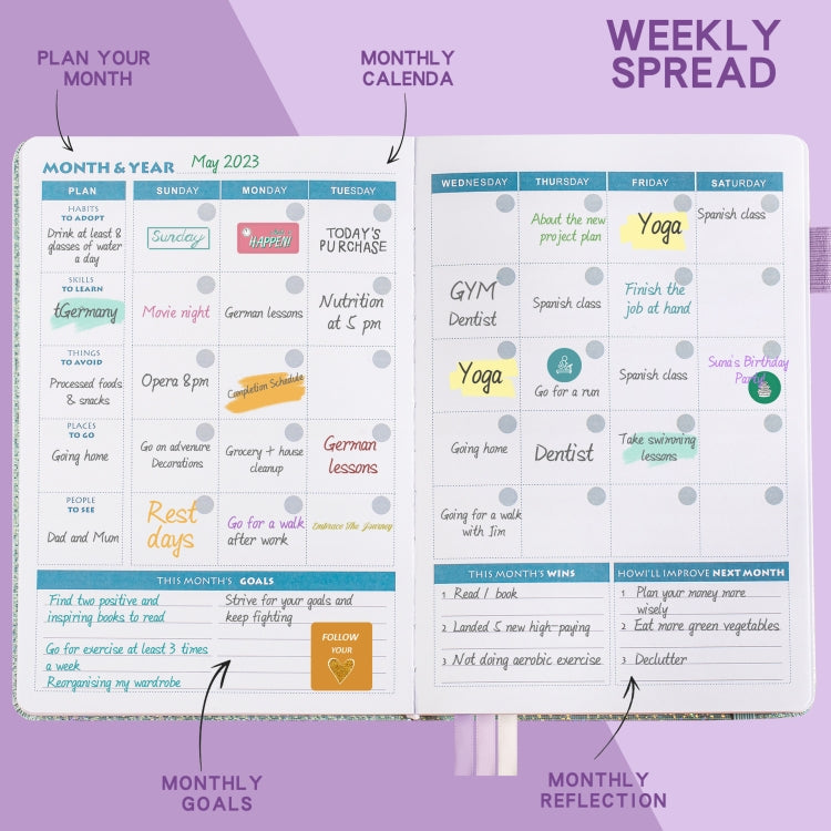 A5 Starry Sky Undated Planner Journal Financial Notebook(Purple) - Notebooks by PMC TechLife | Online Shopping South Africa | PMC TechLife | Buy Now Pay Later Mobicred