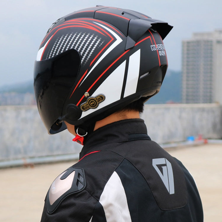 KUQIBAO Motorcycle Smart Bluetooth Sun Protection Double Lens Safety Helmet, Size: XL(White Phantom Fiber) - Helmets by KUQIBAO | Online Shopping South Africa | PMC Jewellery | Buy Now Pay Later Mobicred