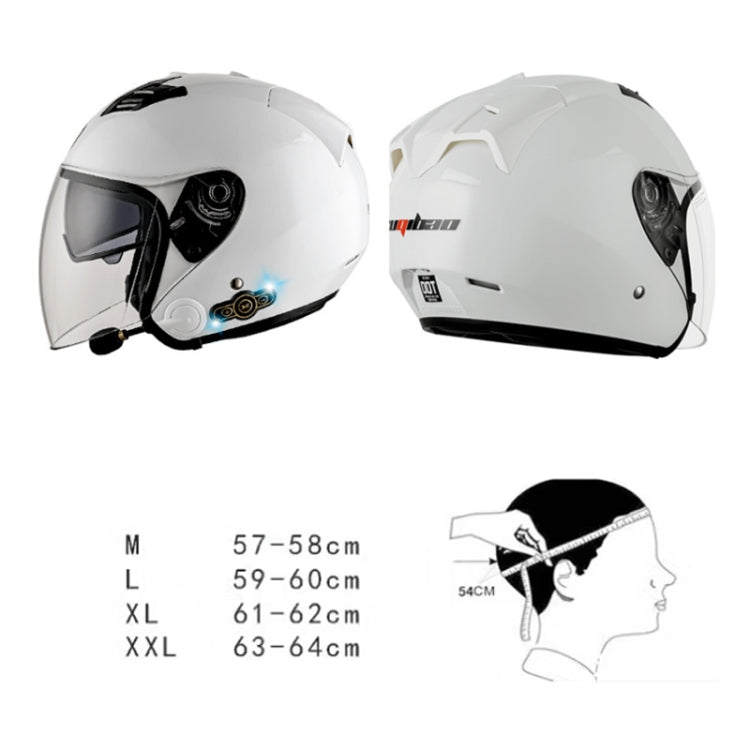 KUQIBAO Motorcycle Smart Bluetooth Sun Protection Double Lens Safety Helmet, Size: L(White) - Helmets by KUQIBAO | Online Shopping South Africa | PMC Jewellery | Buy Now Pay Later Mobicred