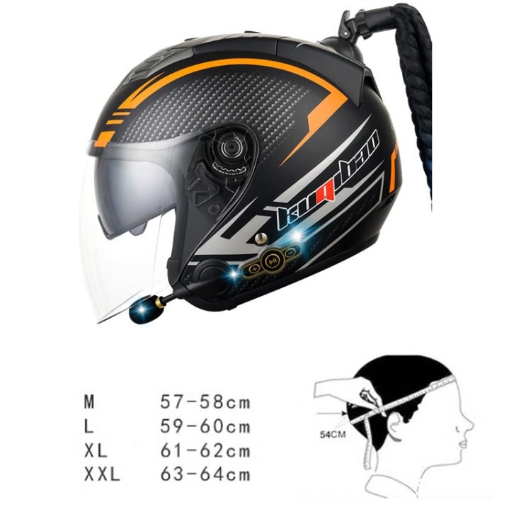 KUQIBAO Motorcycle Bluetooth Headset Double Lens Helmet With Braid, Size: M(White) - Helmets by KUQIBAO | Online Shopping South Africa | PMC Jewellery | Buy Now Pay Later Mobicred