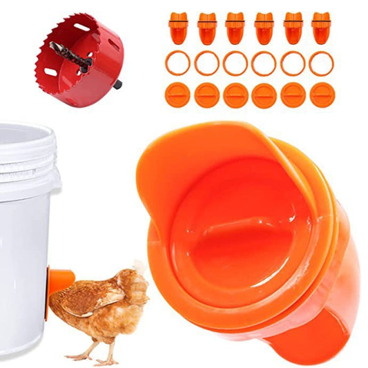 DIY Chicken Feeders Automatic Poultry Feeders Kit For Buckets, Barrels, Troughs, Spec: 6pcs/set Orange - Food Bowls by PMC Jewellery | Online Shopping South Africa | PMC Jewellery