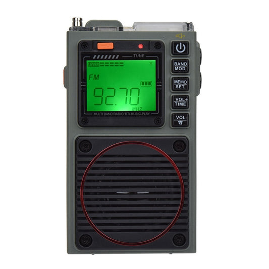 HanRongda HRD-787 High Performance Full Band Portable Bluetooth Card SOS Warning LED Lighting Radio(Green) - Radio Player by HanRongda | Online Shopping South Africa | PMC Jewellery | Buy Now Pay Later Mobicred