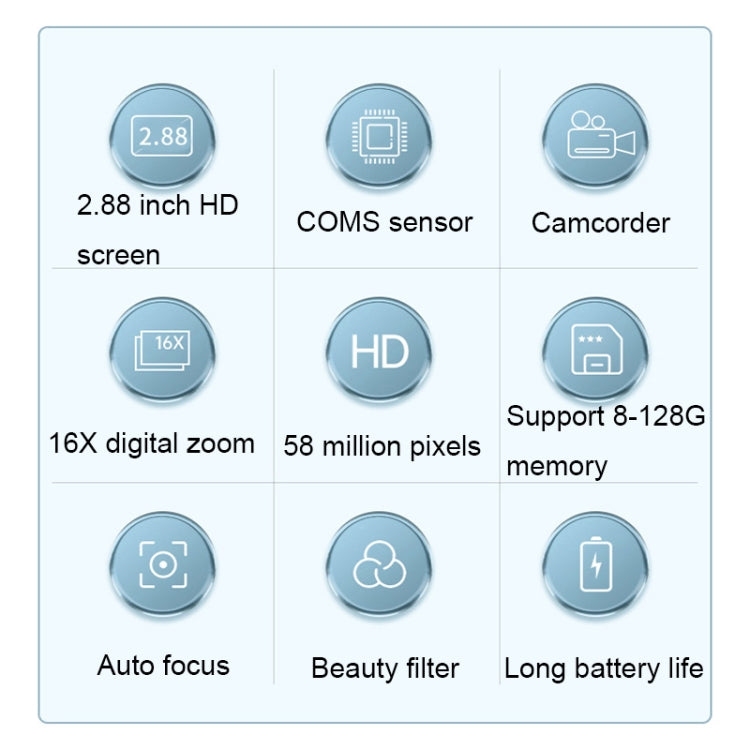 2.88 Inch IPS Screen HD Digital Camera 16X Zoom Portable CCD Camera(Champagne Gold) - Video Cameras by PMC Jewellery | Online Shopping South Africa | PMC Jewellery | Buy Now Pay Later Mobicred