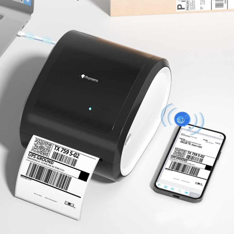 Phomemo D520-BT Bluetooth Thermal Shipping Label Printer Wireless Desktop Printer For Barcode Address Labels, Size: EU(Black White) - free shipping - PMC TechLife - Order now!