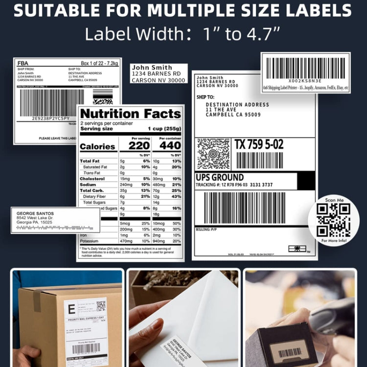 Phomemo PM241-BT Bluetooth Address Label Printer Thermal Shipping Package Label Maker, Size: EU(Black White) - free shipping - PMC TechLife - Order now!