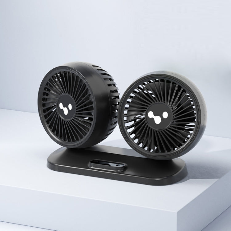 12v/24v Car Fan USB Interface Powerful Double Head Electric Fan(Olive Black) - free shipping - PMC TechLife - Order now!