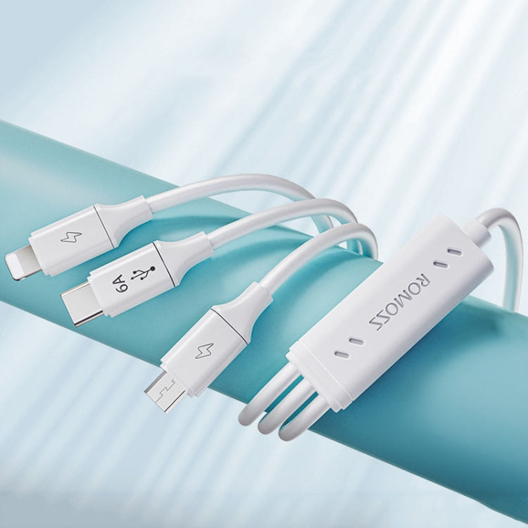 ROMOSS CB251N 66W 8 Pin + USB-C/Type-C + Micro USB 3 In 1 Charging Data Cable (1.2m) - Multifunction Cable by ROMOSS | Online Shopping South Africa | PMC Jewellery | Buy Now Pay Later Mobicred