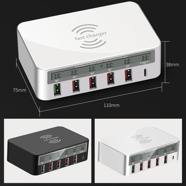 818F 5 USB Ports + Type-C Multifunctional Multi-Port Wireless Charger, Style: US Plug (White) - Multifunction Charger by PMC TechLife | Online Shopping South Africa | PMC TechLife | Buy Now Pay Later Mobicred