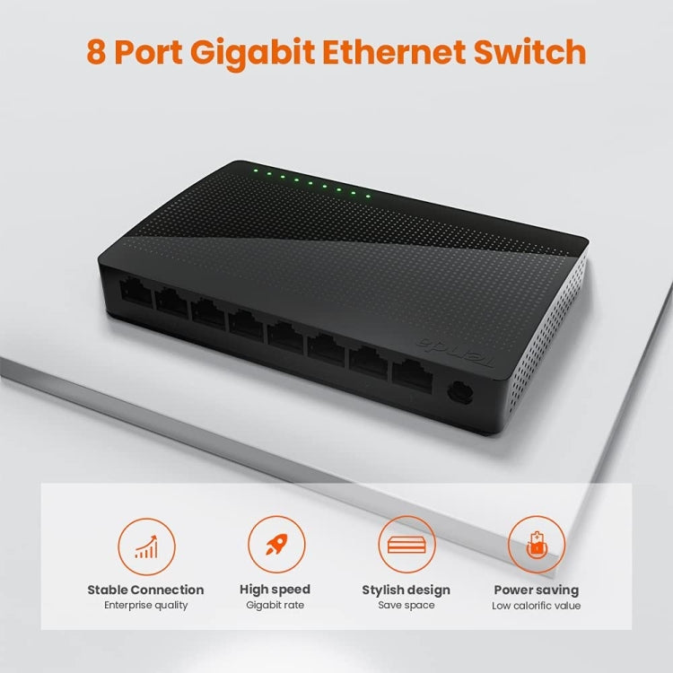 Tenda SG108 100/1000M Desktop Network Switch 8 Port Gigabit Desktop Switch Ethernet Switch LAN Hub(US Plug) - Network Hubs by Tenda | Online Shopping South Africa | PMC Jewellery | Buy Now Pay Later Mobicred