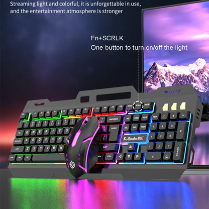 K-Snake Mechanical Feel Keyboard Mouse Kit USB Wired 104 Keycaps Computer Keyboard, Style: Keyboard+Mouse (Black) - Wired Keyboard by K-Snake | Online Shopping South Africa | PMC Jewellery | Buy Now Pay Later Mobicred