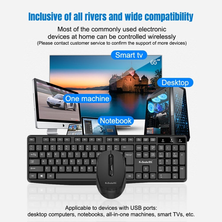 K-Snake WK800 Wireless 2.4G Keyboard Mouse Set Tabletop Computer Notebook Business Office House Use, Color: White - Wireless Keyboard by K-Snake | Online Shopping South Africa | PMC Jewellery | Buy Now Pay Later Mobicred