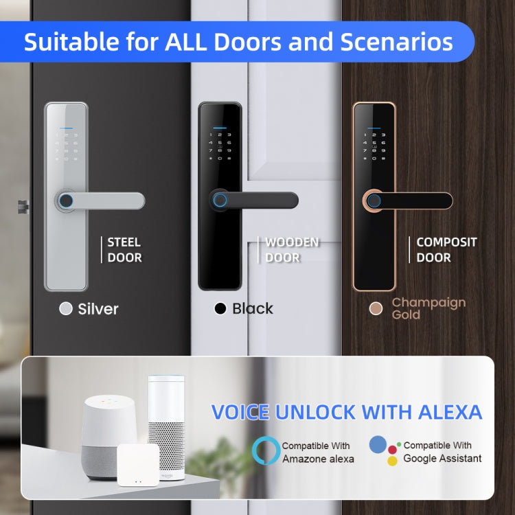 C91 Tuya Smart WiFi Password Fingerprint Electronic Door Lock(Black) - free shipping - PMc TechLife - Order now!