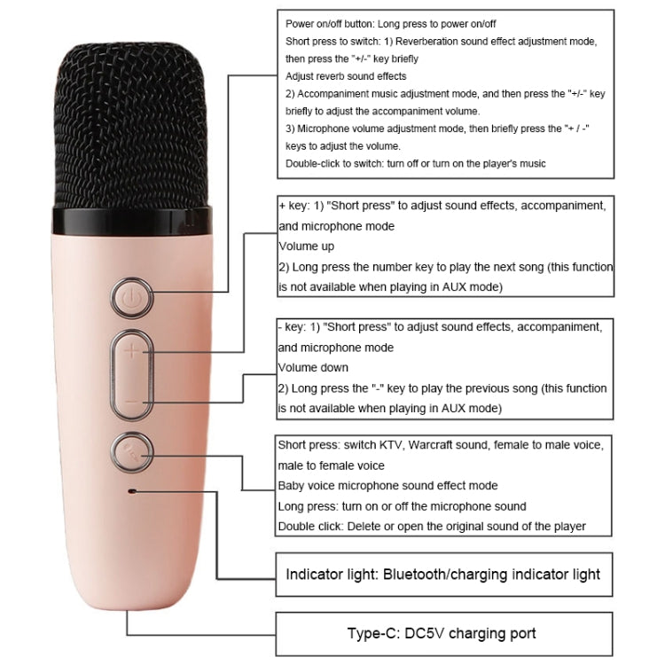 Portable RGB Lighting Effect Bluetooth Speaker Home Mini Karaoke Audio, Style: Single Microphone+Speaker(Pink) - Microphone by PMC TechLife | Online Shopping South Africa | PMC TechLife | Buy Now Pay Later Mobicred
