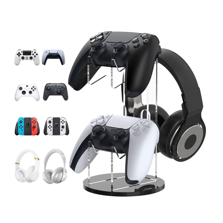 Acrylic Game Controller Display Stand Headphone Hanger(Black-Round Bottom) - Holder by PMC Jewellery | Online Shopping South Africa | PMC Jewellery