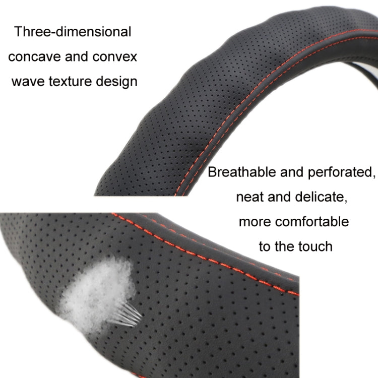 47cm Leather Truck Steering Wheel Cover(Black Red Line) - Steering Wheel Accessories by PMC TechLife | Online Shopping South Africa | PMC TechLife | Buy Now Pay Later Mobicred