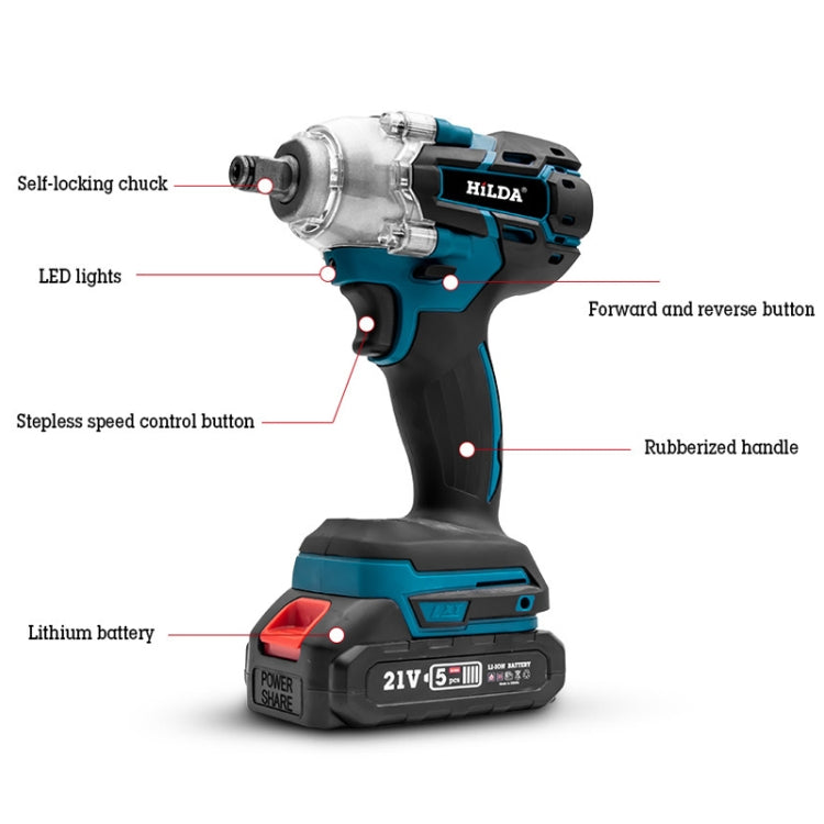 HILDA Motorized Wrenches Lithium Repair Parts With 22mm Socket, US Plug, Model: Blue With 1 Battery+1 Charger(3000mAh) - Screws by HILDA | Online Shopping South Africa | PMC Jewellery | Buy Now Pay Later Mobicred